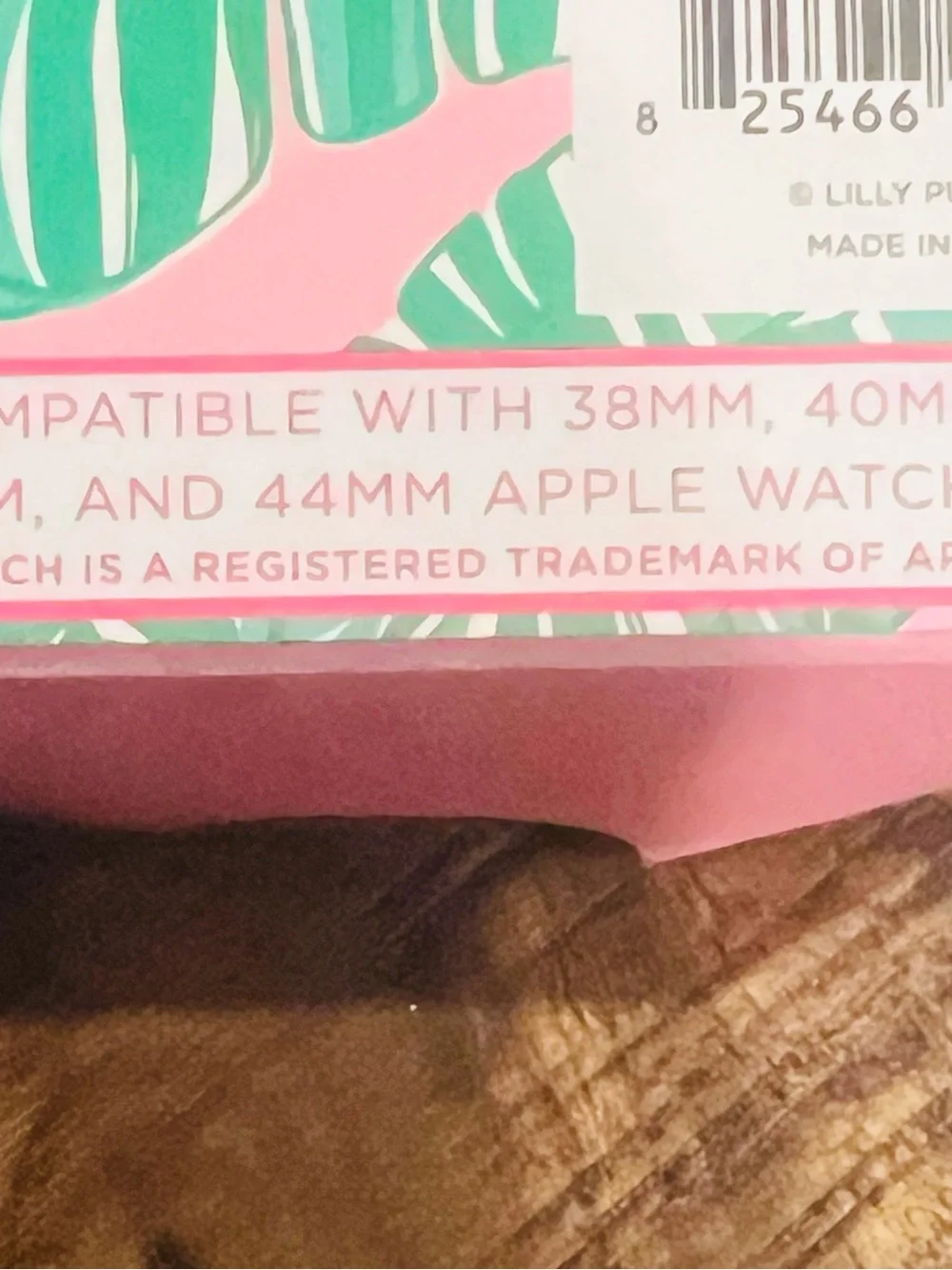 New in Box Lilly Pulitzer Pink Silicone Watch Band - Tropical Print